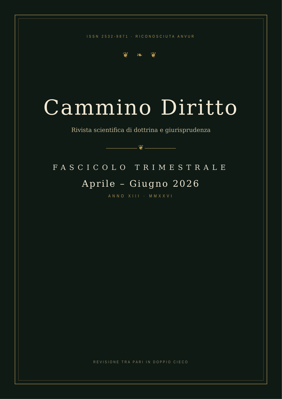 Copertina del fascicolo II del 2026