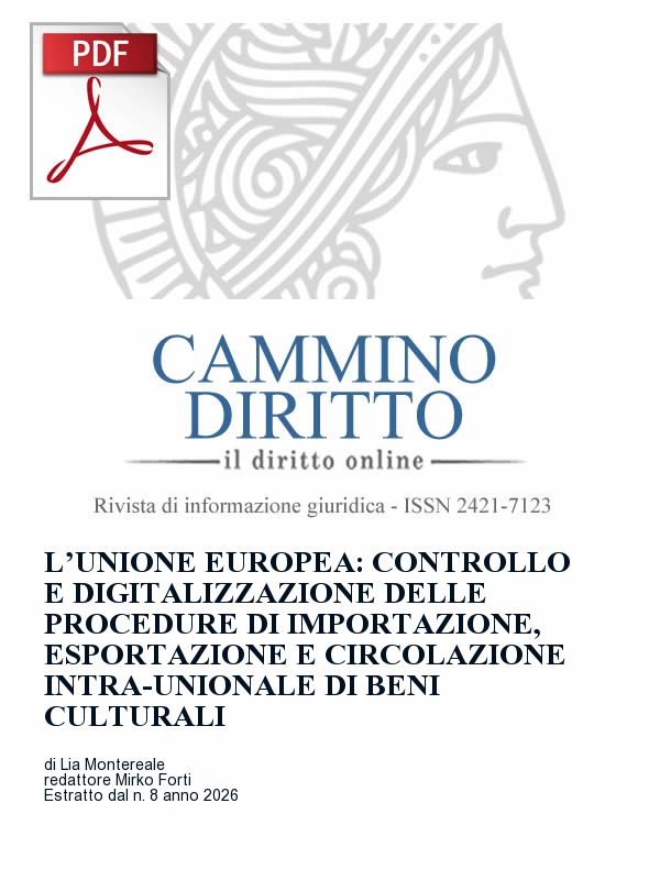 Copertina dell'estratto in PDF - L’Unione Europea: controllo e digitalizzazione delle procedure di importazione